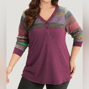 BloomChic Button Up V Neck Tee 14/16